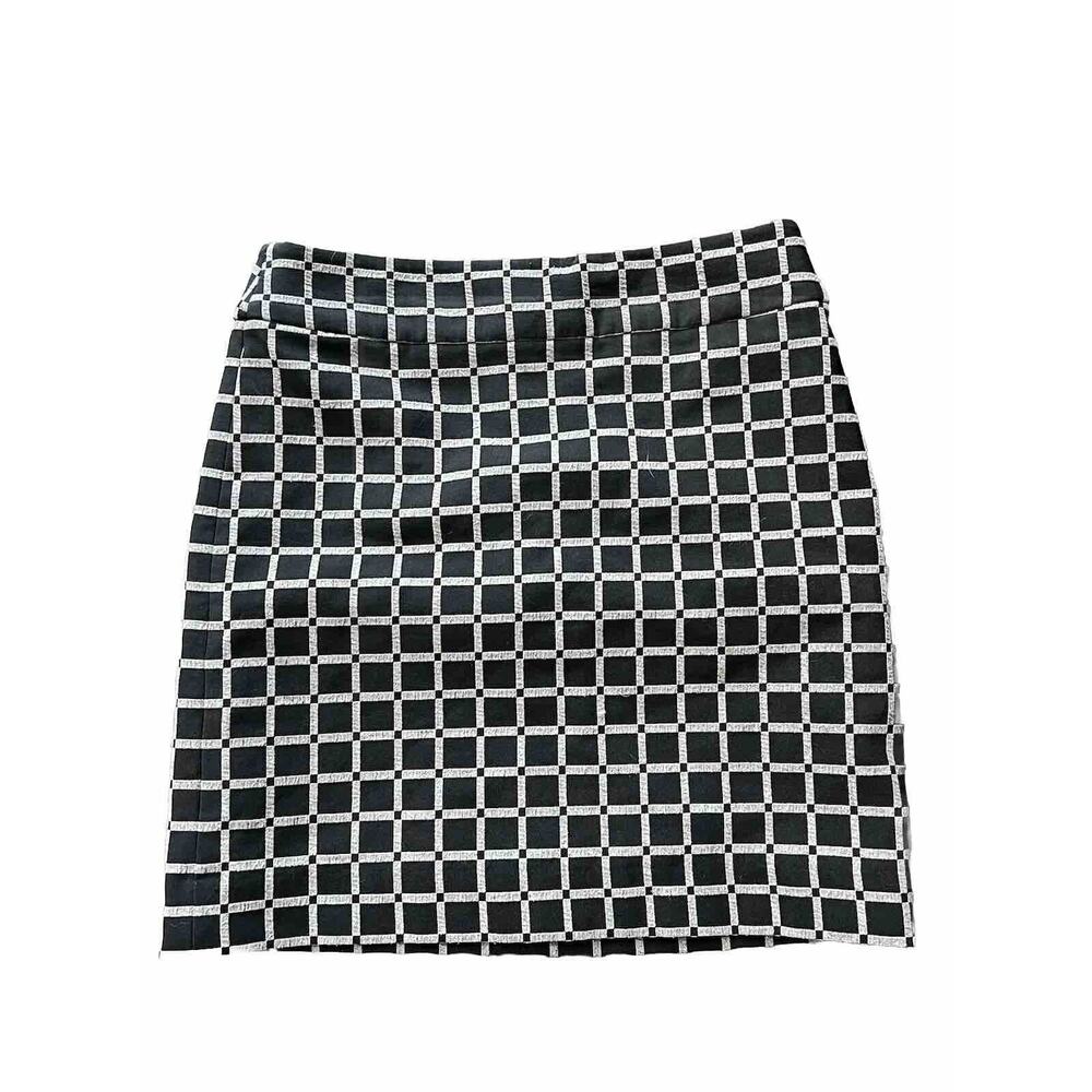Ann Taylor LOFT Black Square Pattern Geometric Pencil Skirt Size 4